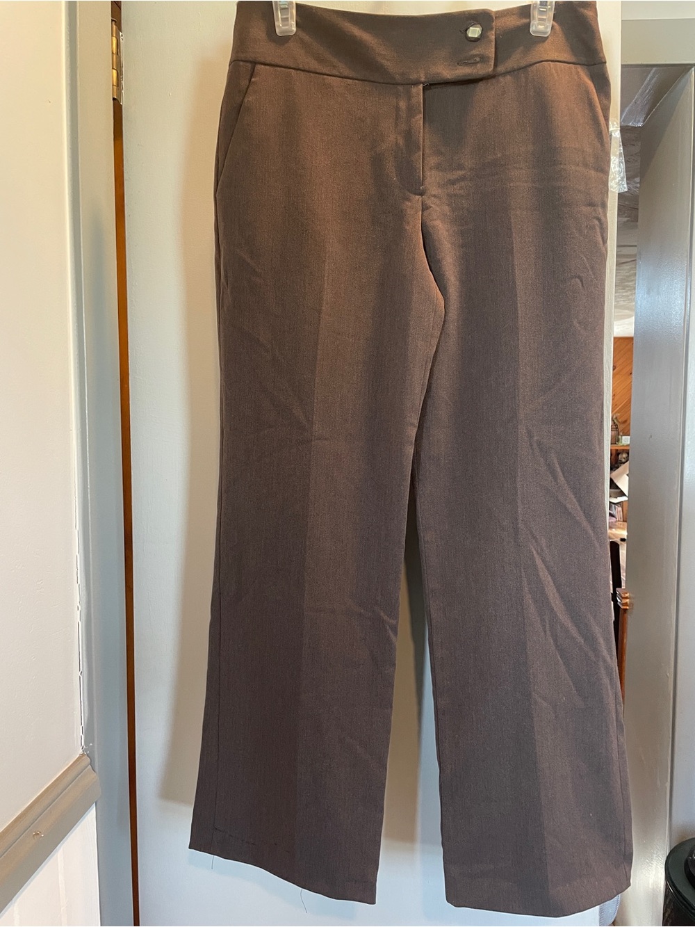 Apt 9 Brown Wide-Leg Trousers  with double Button Waistband size 8 NWT